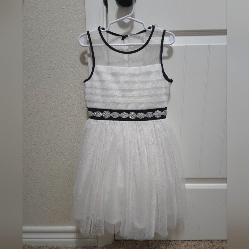 Sequin Hearts White and Black Sleeveless Sundress for Weddings